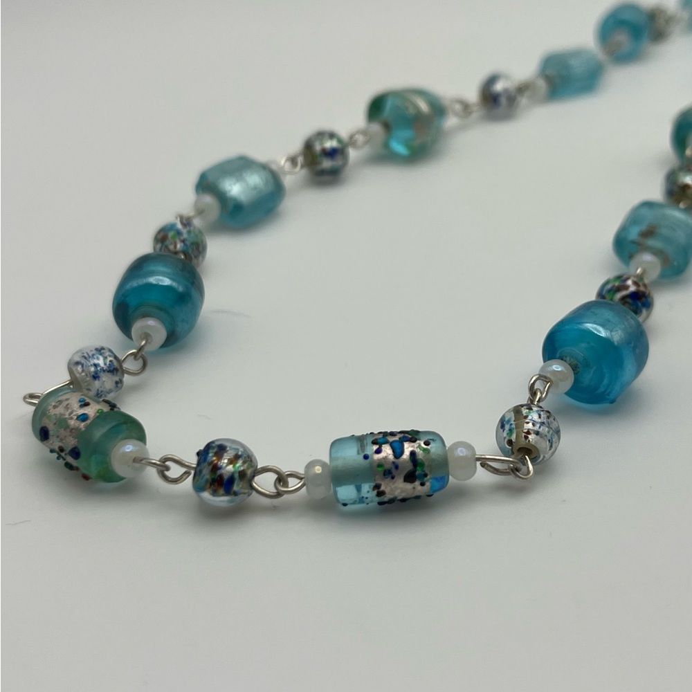 Blue Beaded Necklace With Glass Beads